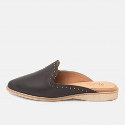 Rollie All Shoes Madison Mule Black Leather/Gold Studs