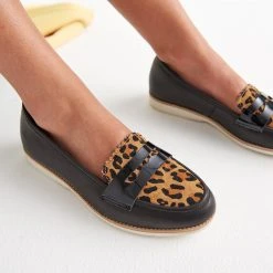 Rollie Nation All Shoes Penny Loafer Black / Cognac Leopard 17 Rollie Nation All Shoes Penny Loafer Black / Cognac Leopard