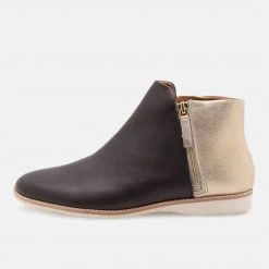 Rollie All Shoes Side Zip Boot Black/Brushed Gold 9 Rollie All Shoes Side Zip Boot Black/Brushed Gold
