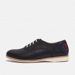 Rollie Derby Black With Heart Embroidery All Shoes