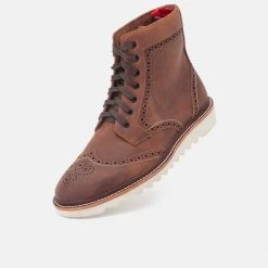 Rollie All Shoes High Brogue Boot Mens Cognac Burnish