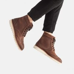 Rollie All Shoes High Brogue Boot Mens Cognac Burnish