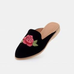 Rollie Nation AU Madison Mule Black Velvet/Rose Patch All Shoes