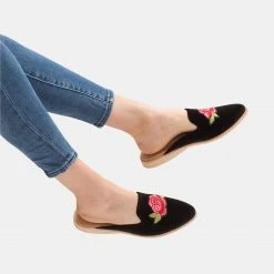 Rollie Nation AU Madison Mule Black Velvet/Rose Patch All Shoes