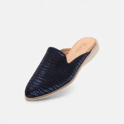 Rollie Madison Mule Navy Metallic Croc