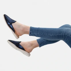 Rollie Madison Mule Navy Metallic Croc