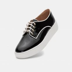 Rollie Derby City Black Patent/ White Piping