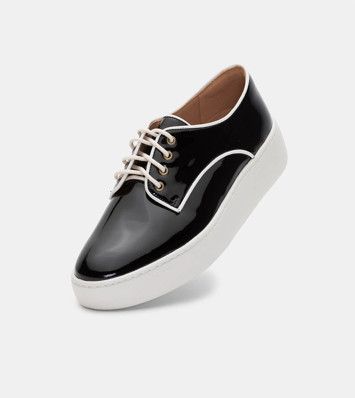 Rollie Derby City Black Patent/ White Piping 3 Rollie Derby City Black Patent/ White Piping