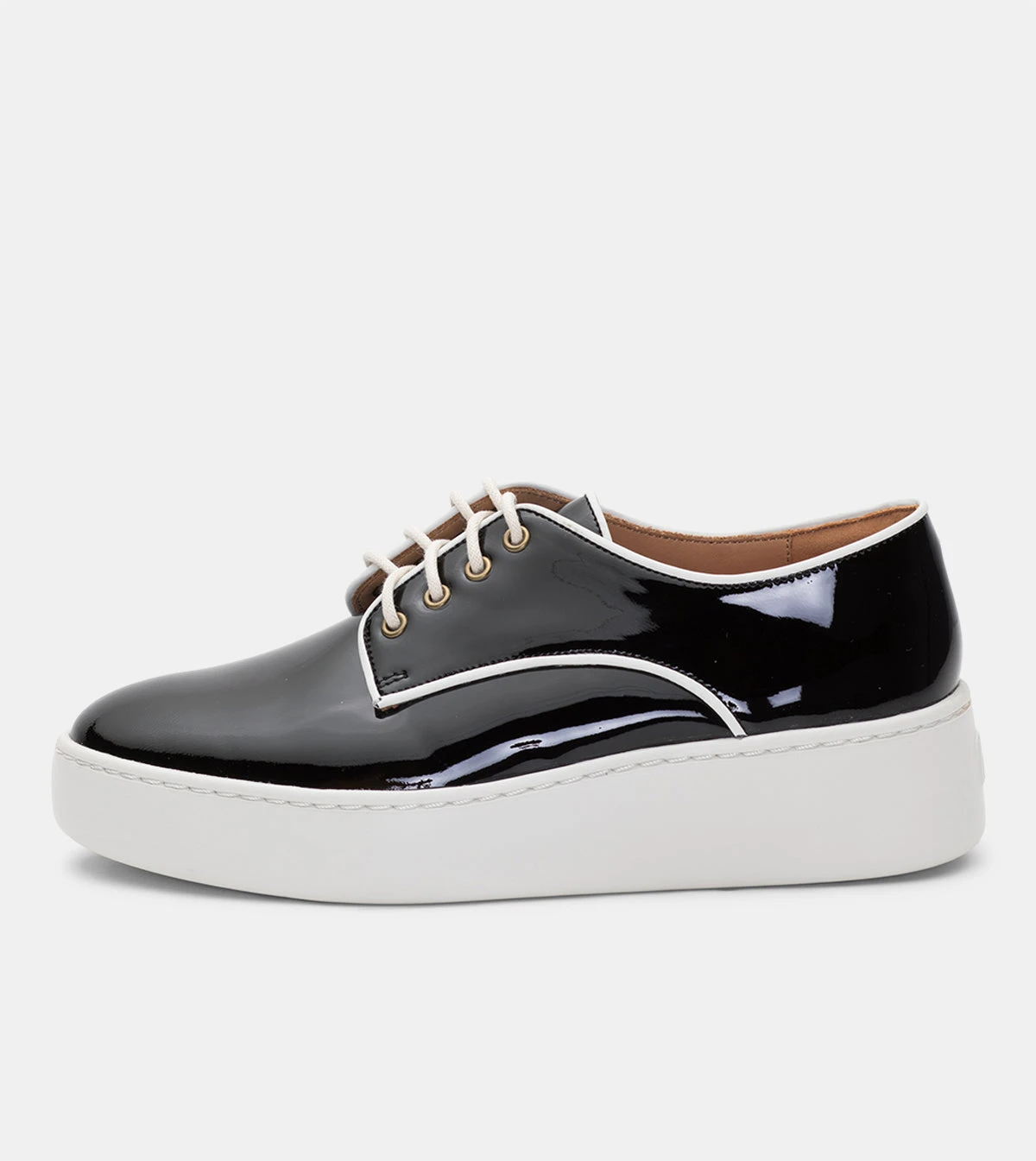 Rollie Derby City Black Patent/ White Piping 4 Rollie Derby City Black Patent/ White Piping