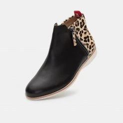 Rollie Side Zip Boot Black/Camel Leopard