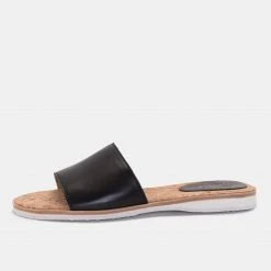 Rollie Sandal Slide Black Leather