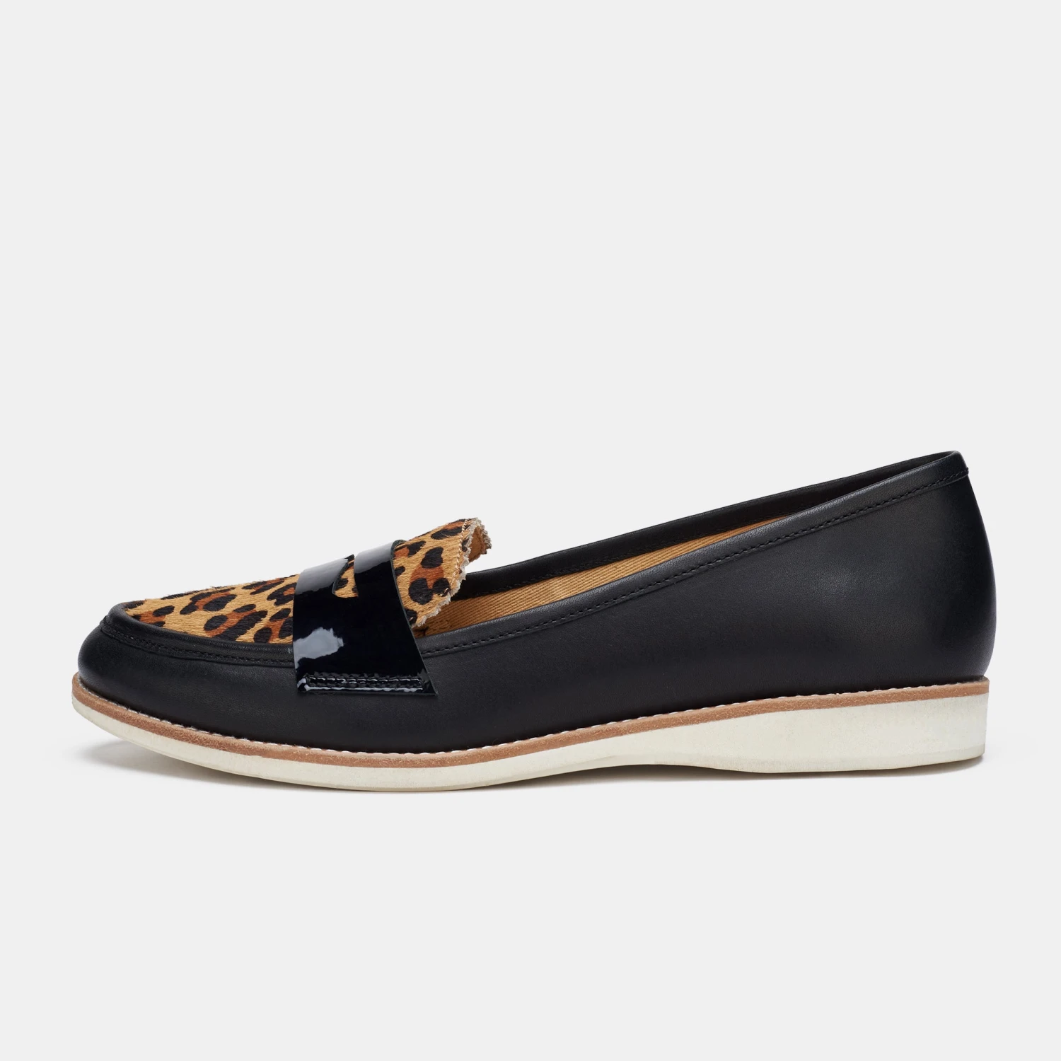 Rollie Nation All Shoes Penny Loafer Black / Cognac Leopard 6 Rollie Nation All Shoes Penny Loafer Black / Cognac Leopard