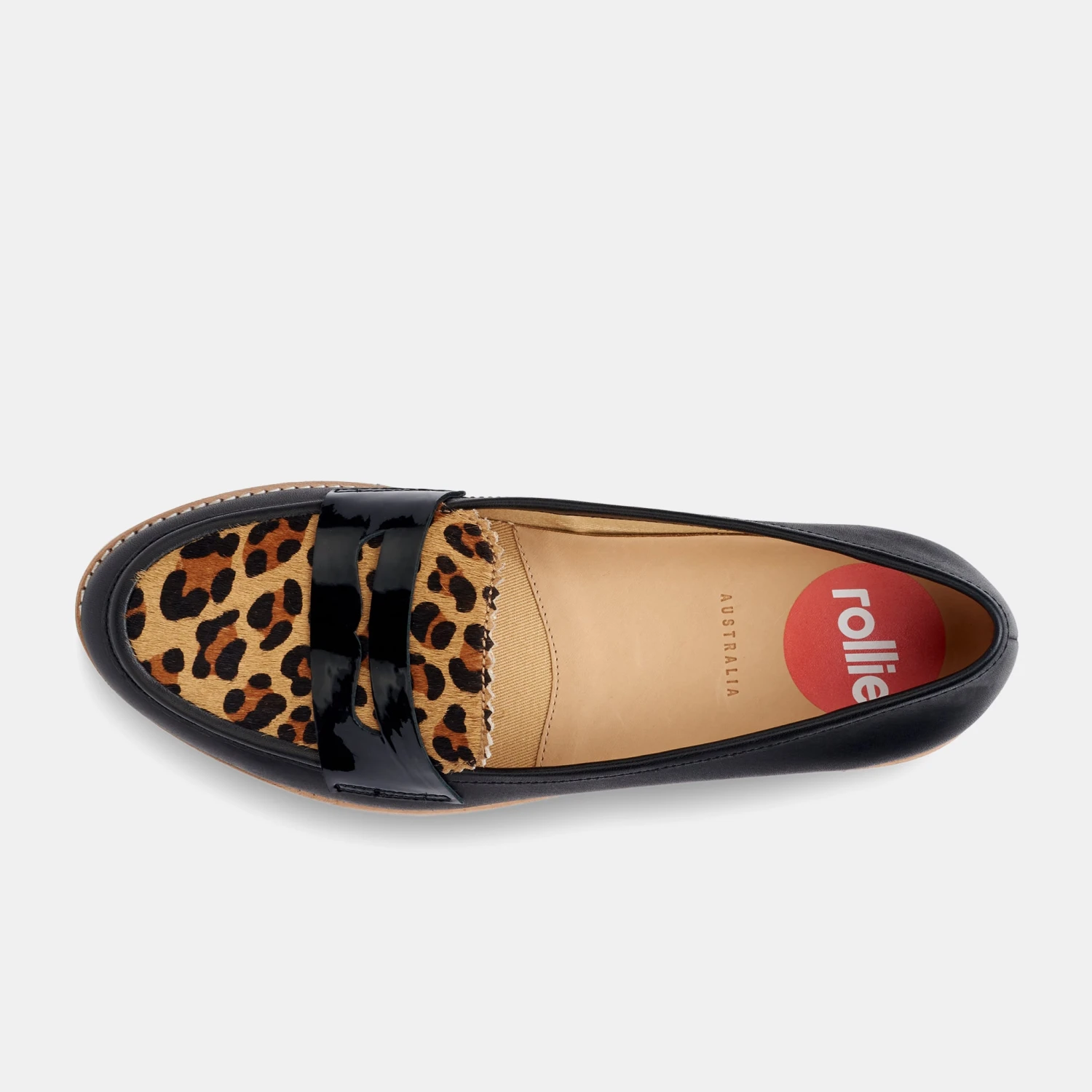 Rollie Nation All Shoes Penny Loafer Black / Cognac Leopard 7 Rollie Nation All Shoes Penny Loafer Black / Cognac Leopard